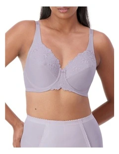 Embroidered Minimizer Underwire Bra in Purple