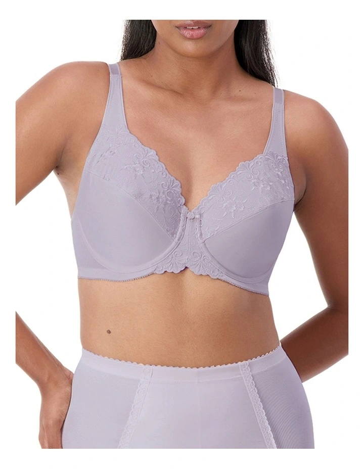 Embroidered Minimizer Underwire Bra in Purple image 1