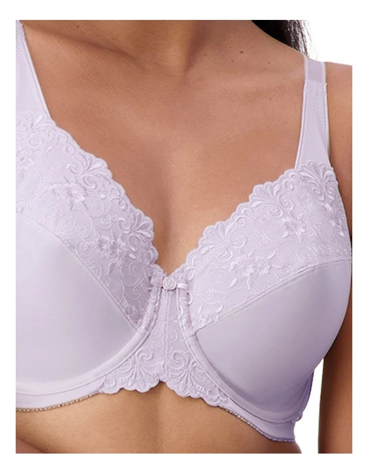 Embroidered Minimizer Underwire Bra in Purple image 3