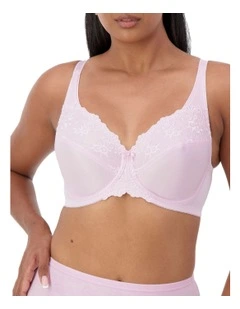 Embroidered Minimiser Underwire Bra in Pink