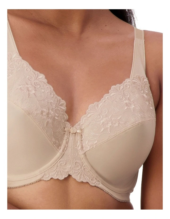 'Embroidered' Minimizer Underwire Bra 10000085 in Fawn image 3