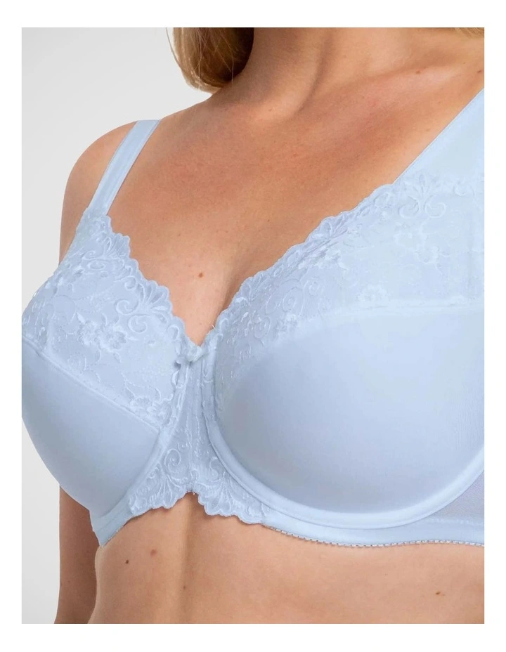 Embroidered Minimiser Bra in Blue image 3