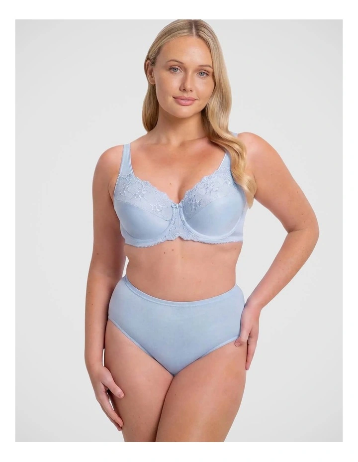 Embroidered Minimiser Bra in Blue image 4