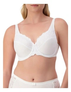 Embroidered Minimiser Bra in Solid White