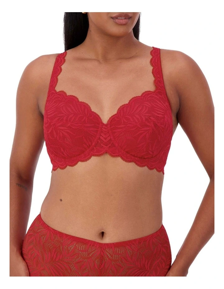 Essential Lace Balconette Bra in Red image 1