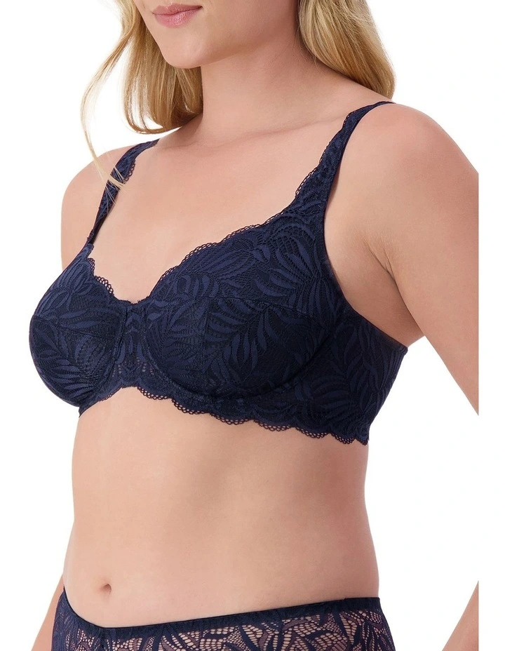 Essential Lace Balconette Underwire Bra in Navy Blue image 3