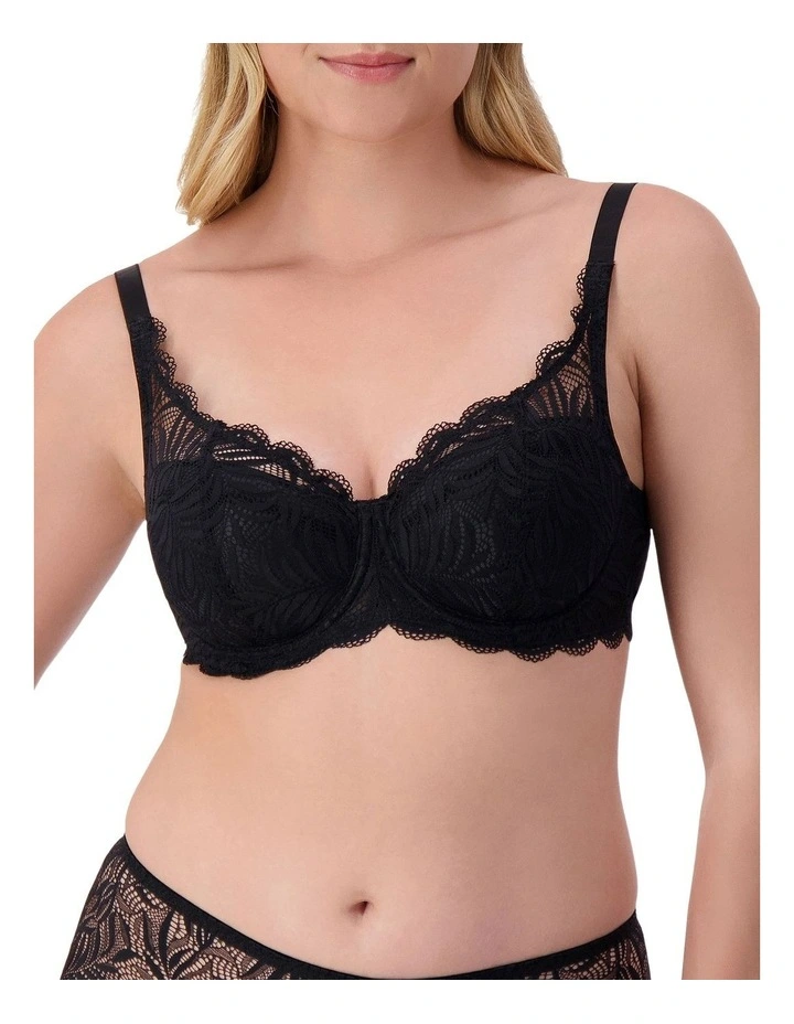 Essential Lace Balconette Wired Padded Bra in Black image 1