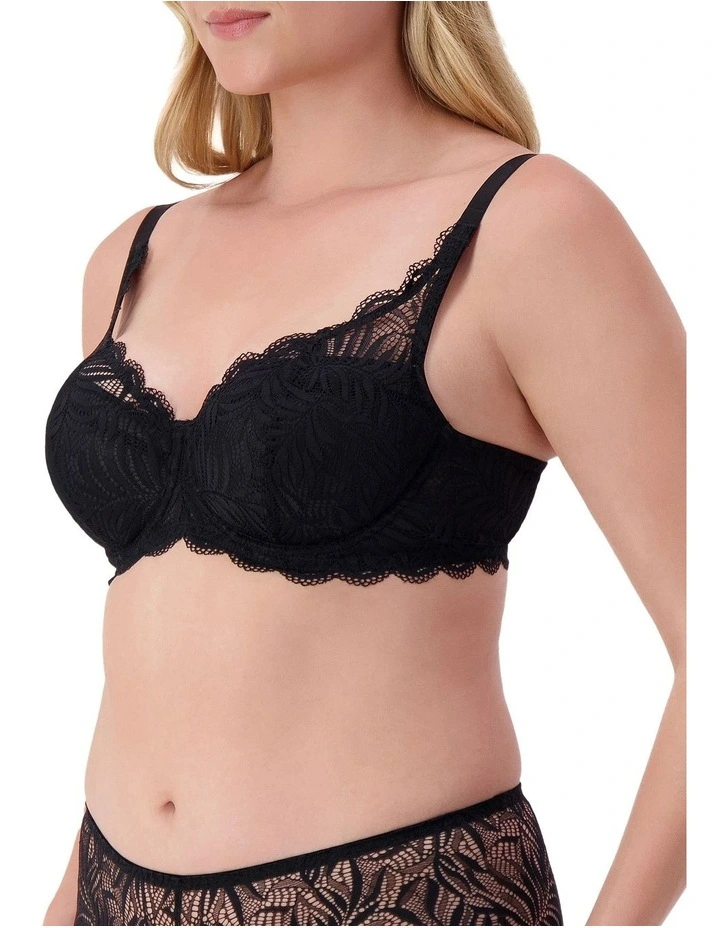 Essential Lace Balconette Wired Padded Bra in Black image 3