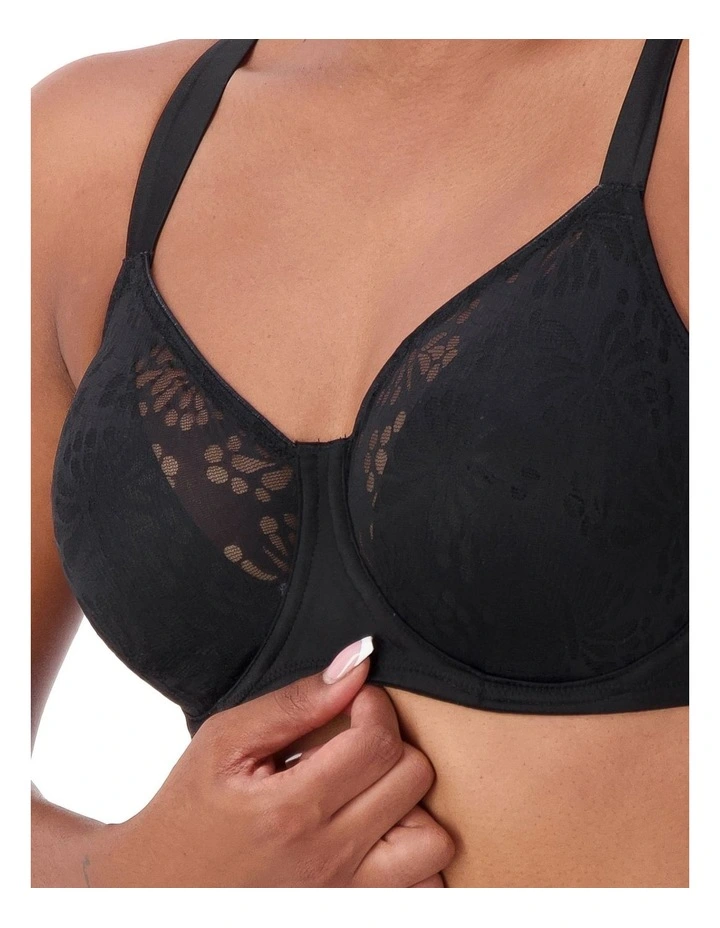 Lacy Minimiser Bra in Black image 3