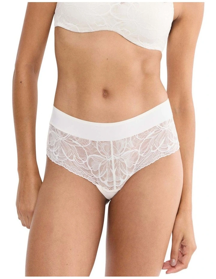 Body Make Up Illusion Lace Short Briefs in Ecru White image 1