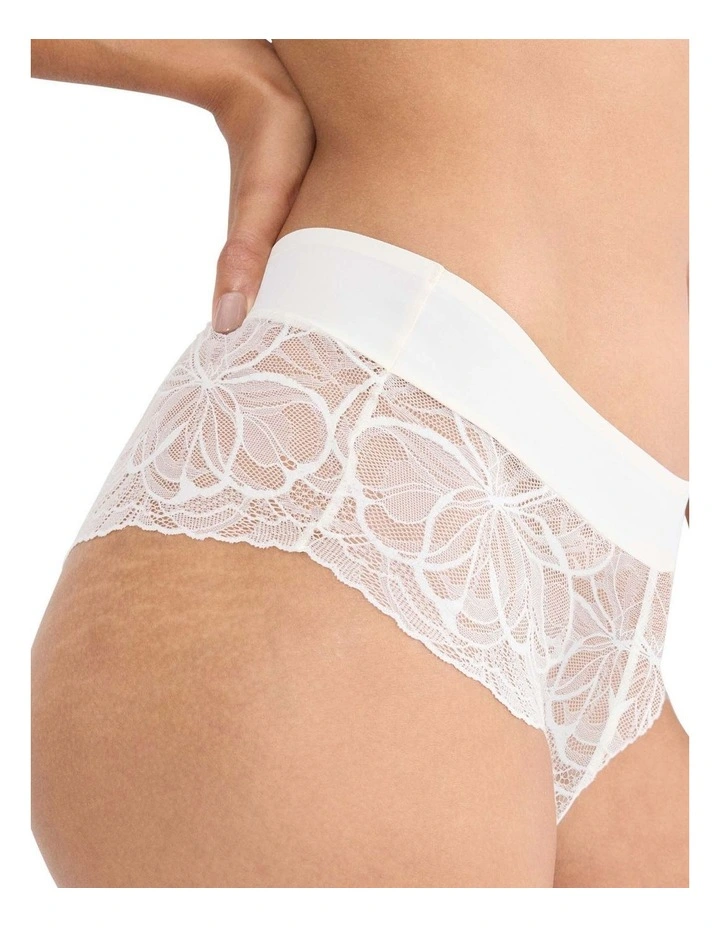 Body Make Up Illusion Lace Short Briefs in Ecru White image 3