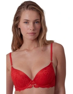 Imogen Push Up Plunge Dentele Bra in Flame