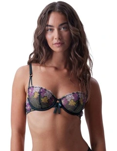 Enchanted Idle Bloom Balconette Bra in Dark Green