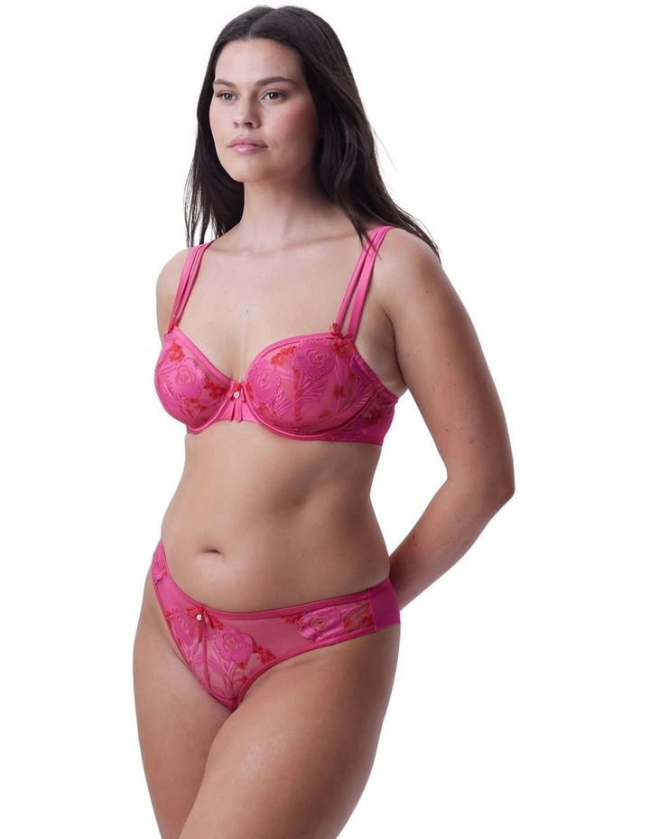 Enchanted Botanika Unlined Plunge Bra in Hot Pink image 2