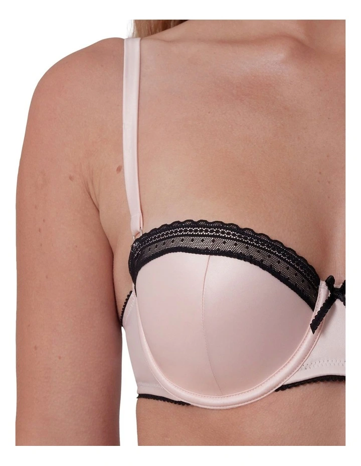 Jadey Lightly Lined Balconette Bra in Oatmeal Black image 4