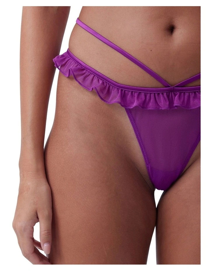 Bras N Things Night Games Sneak Peak Unlined & String Set in Dark Purple image 4