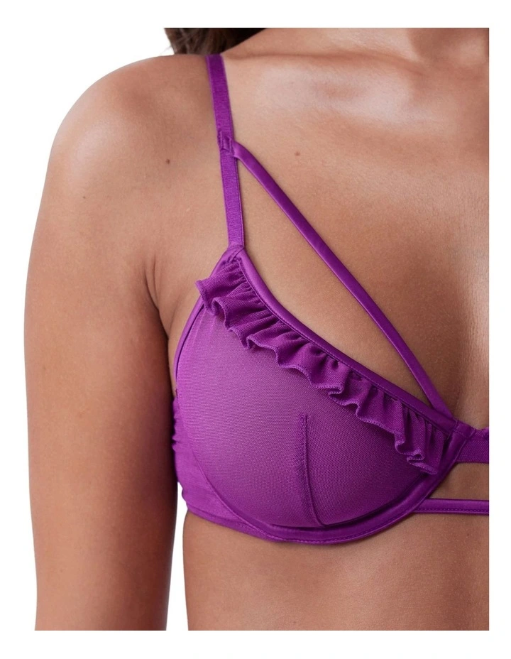 Bras N Things Night Games Sneak Peak Unlined & String Set in Dark Purple image 5