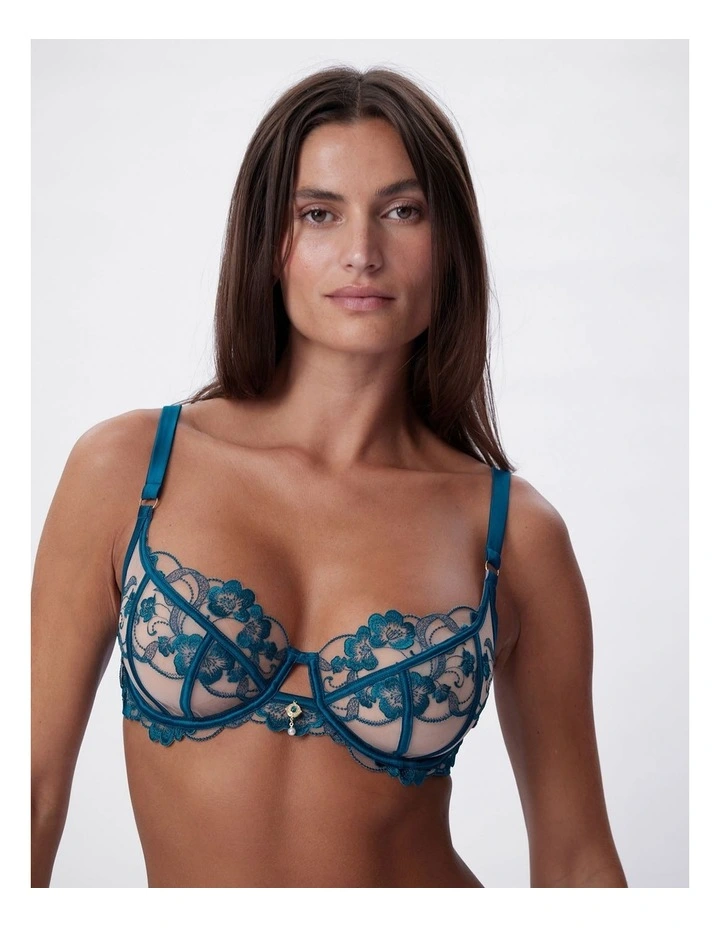 bras n things midnight masquerade unlined demi cherry in teal image 1