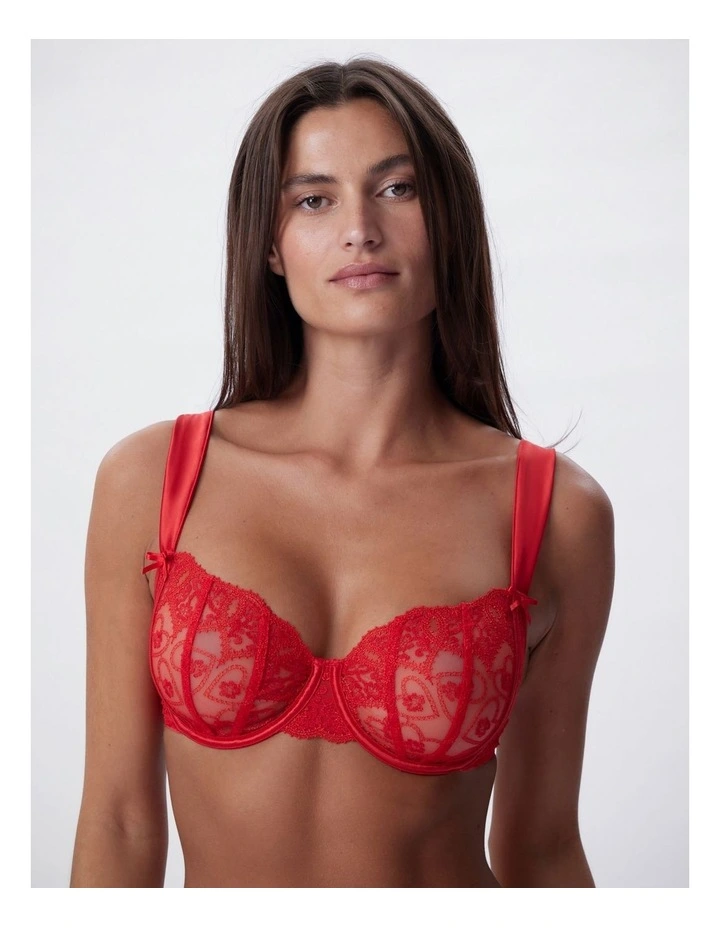 Bras N Things Enchanted Racing Hearts Balconette Bra in Red image 1