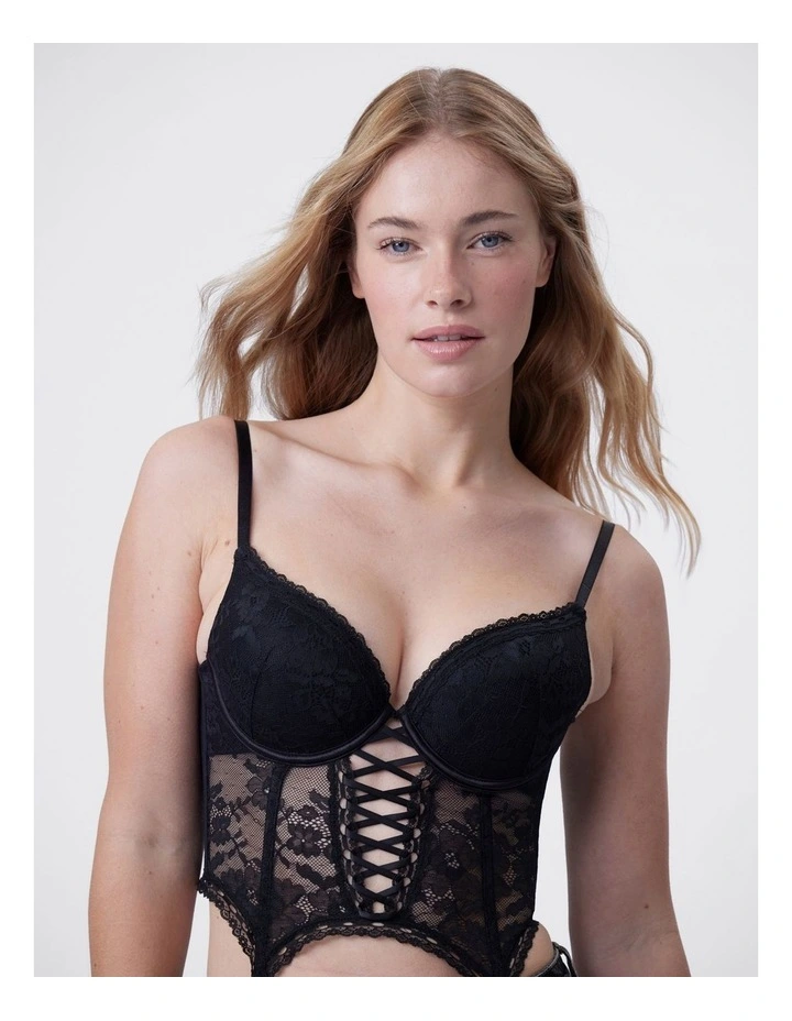 Bras N Things Edie Push Up Dentelle Corset in Black image 1