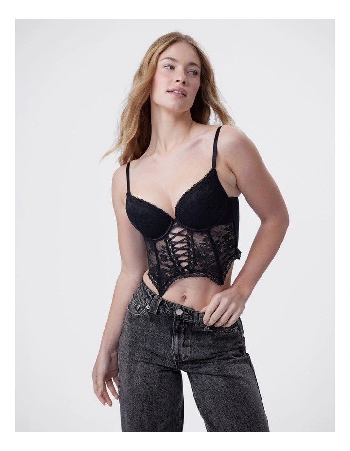 Bras N Things Edie Push Up Dentelle Corset in Black image 4