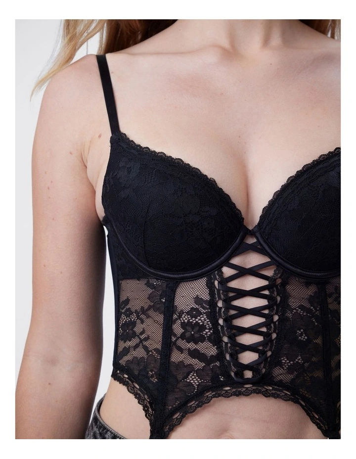 Bras N Things Edie Push Up Dentelle Corset in Black image 6