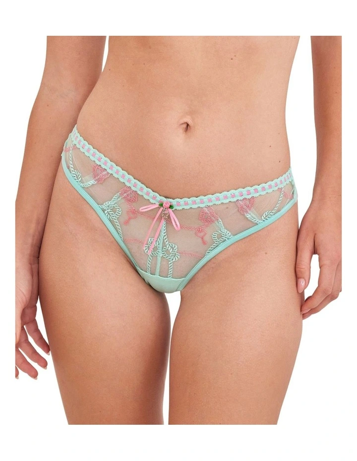Love Knot High Leg Brazilian in Aqua image 1