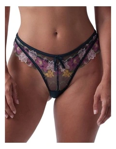 Enchanted Idle Bloom High Leg Brazilian Knicker in Dark Green