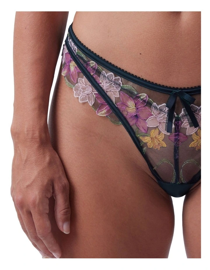 Enchanted Idle Bloom High Leg Brazilian Knicker in Dark Green image 4