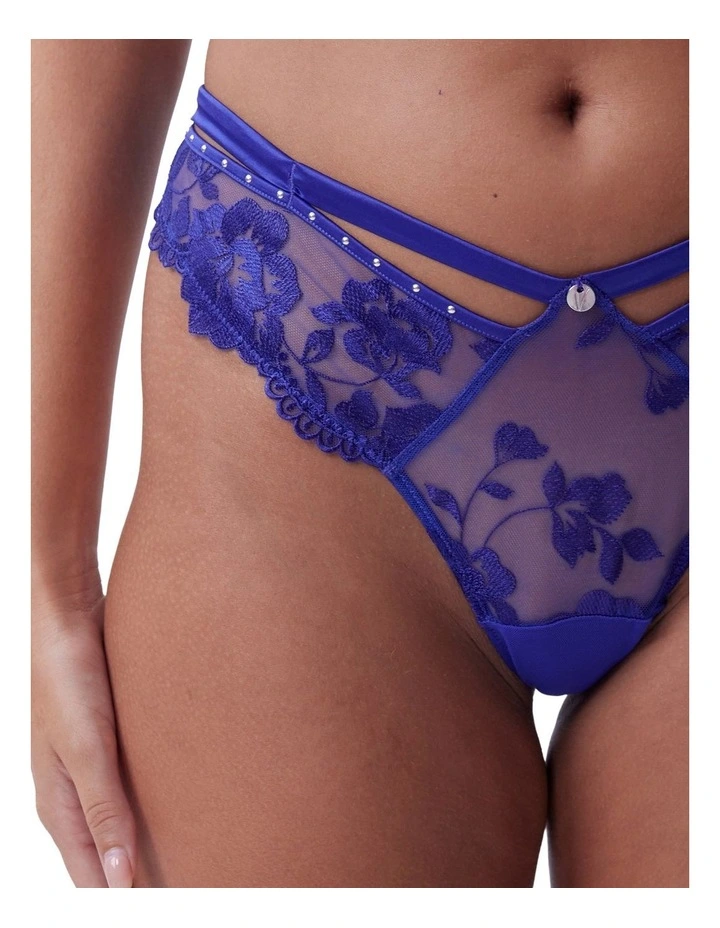Bras N Things Vamp She's A Diva Brazilian Knicker in Dark Blue image 4