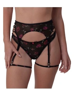 Lust In Bloom Suspender in Black