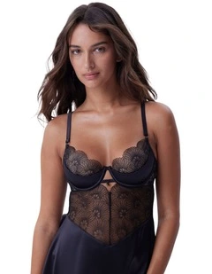 Bras N Things Vamp Guilty Pleasure Push Up 1/4 Cup Babydoll in Black