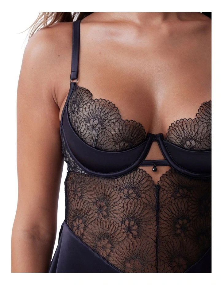 Bras N Things Vamp Guilty Pleasure Push Up 1/4 Cup Babydoll in Black image 3