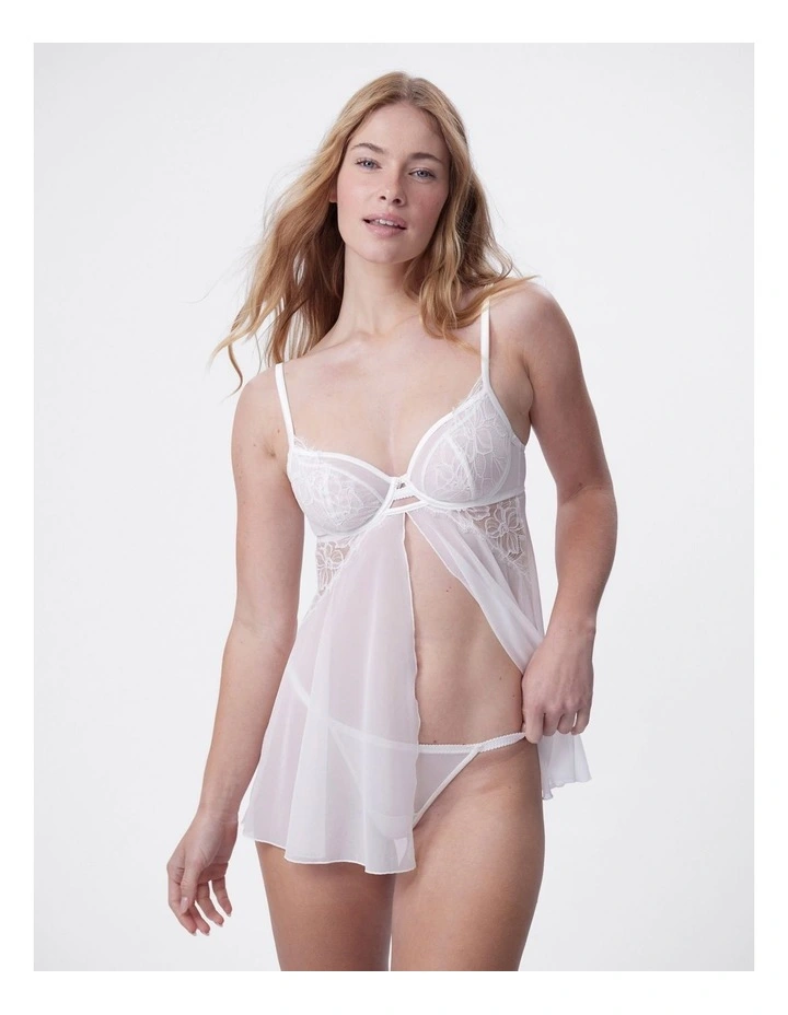 Bras N Things Seraphine Babydoll & String Set in Ivory image 4
