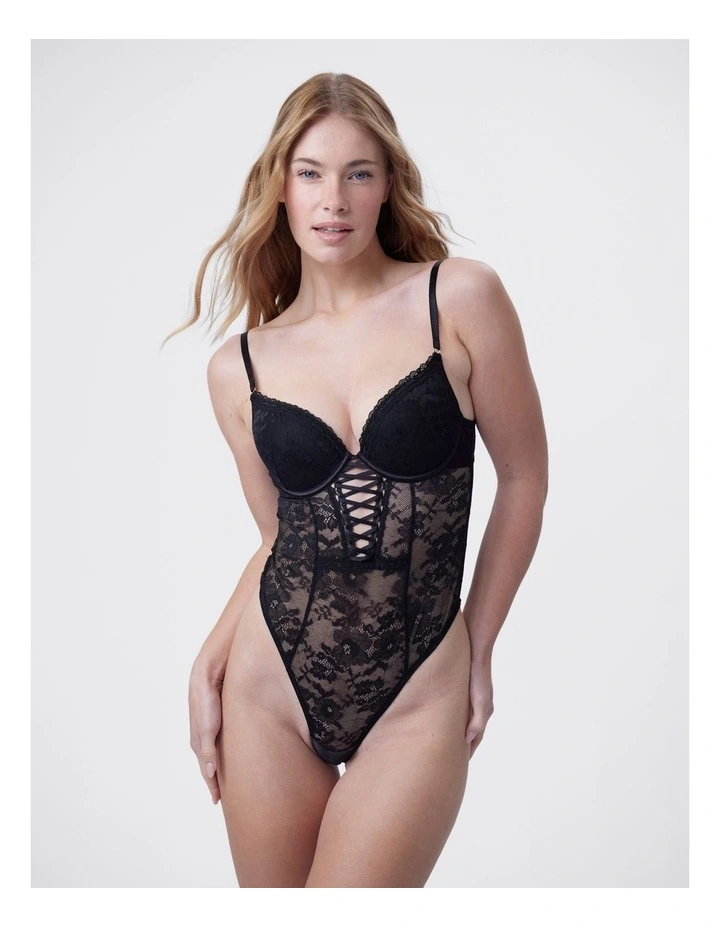 Bras N Things Edie Push Up Bodysuit in Black image 1