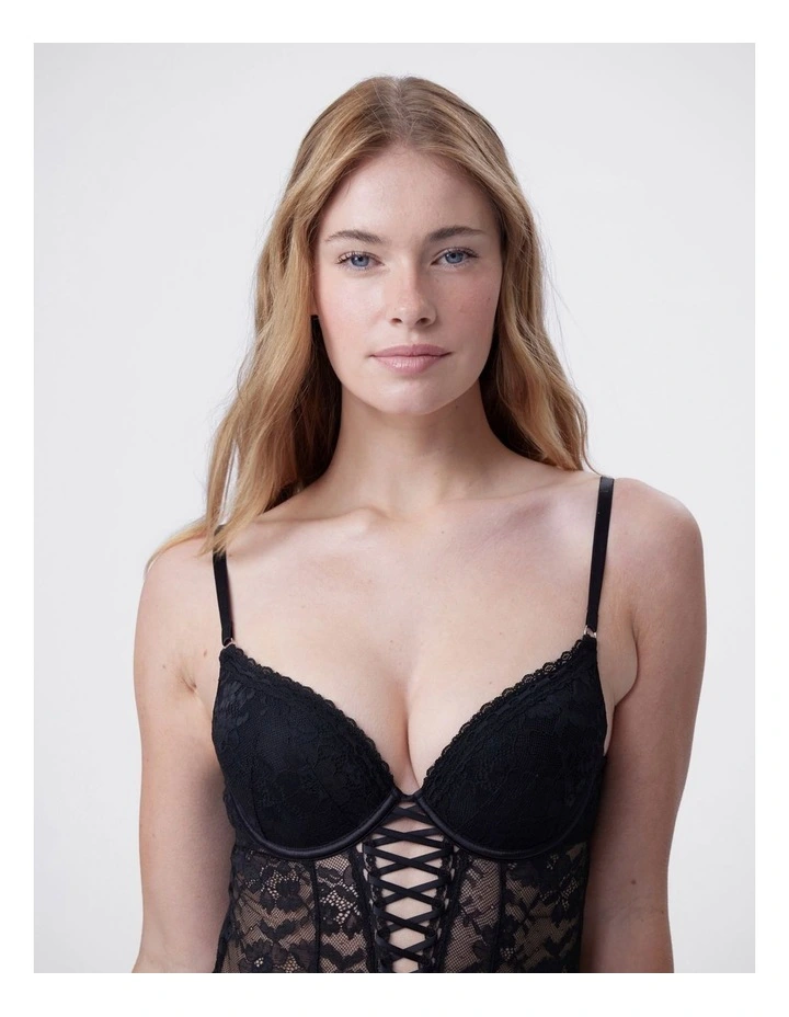 Bras N Things Edie Push Up Bodysuit in Black image 4