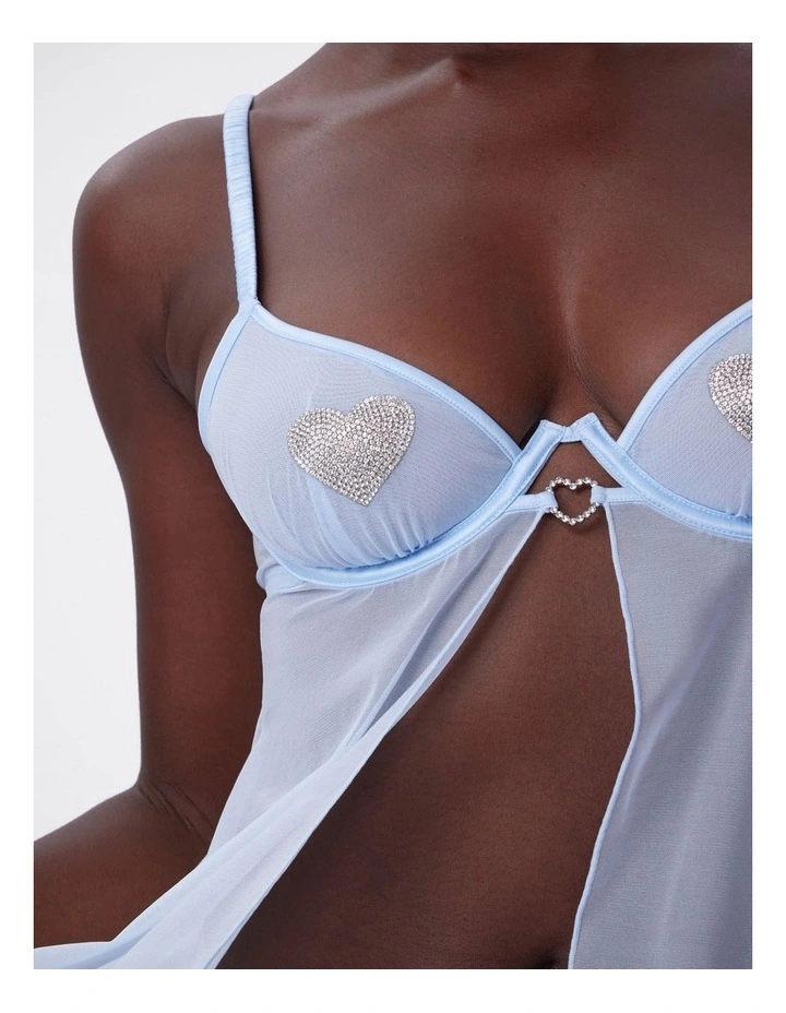 bras n things breaking hearts moira babydoll set in light blue image 5