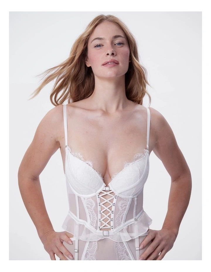 Bras N Things Vamp One Night Only Push Up Bodysuit in Ivory image 5