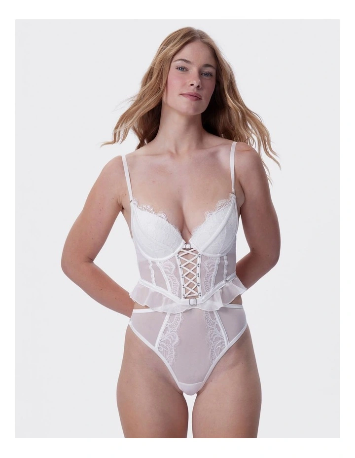 Bras N Things Vamp One Night Only Push Up Bodysuit in Ivory image 7