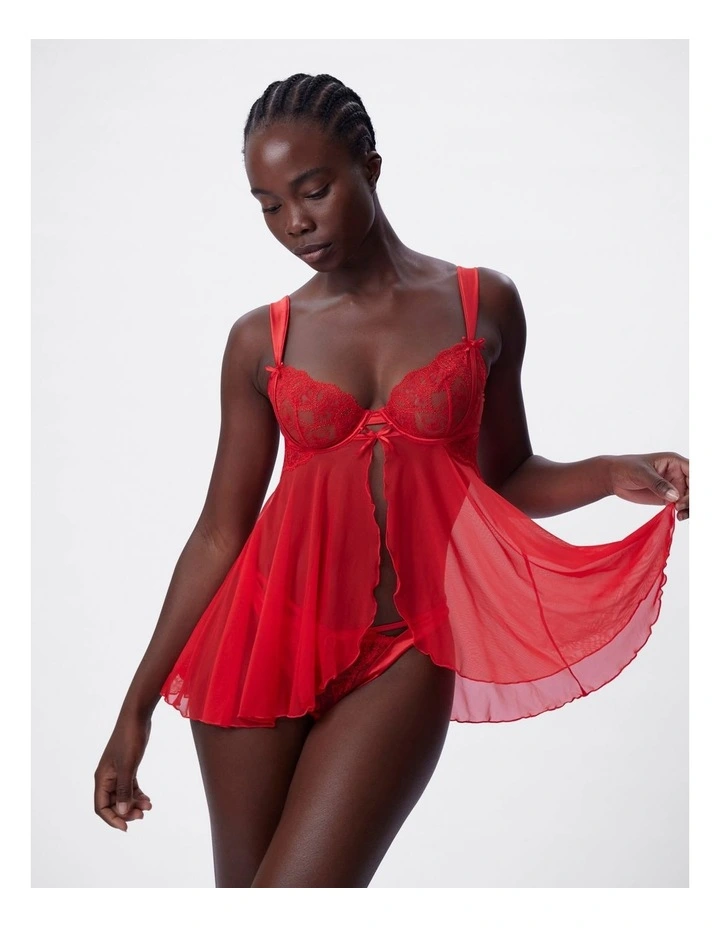 Bras N Things Enchanted Racing Hearts Babydoll Bra in Red image 1
