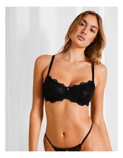 Pure Comfort Lace Balconette Underwire Bra in Black