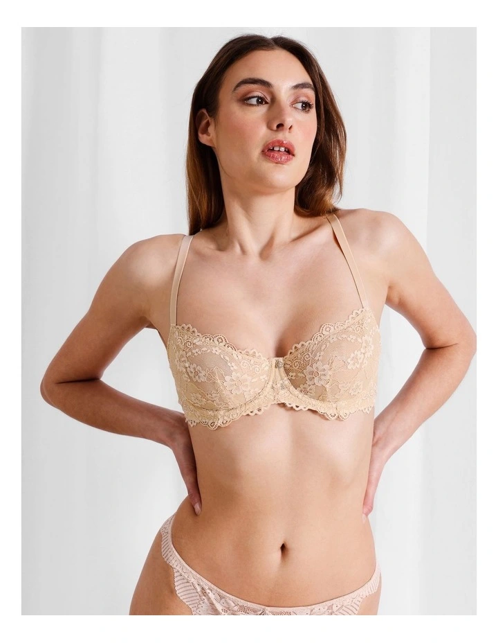 Pure Comfort Lace Balconette Underwire Bra in Beige image 3