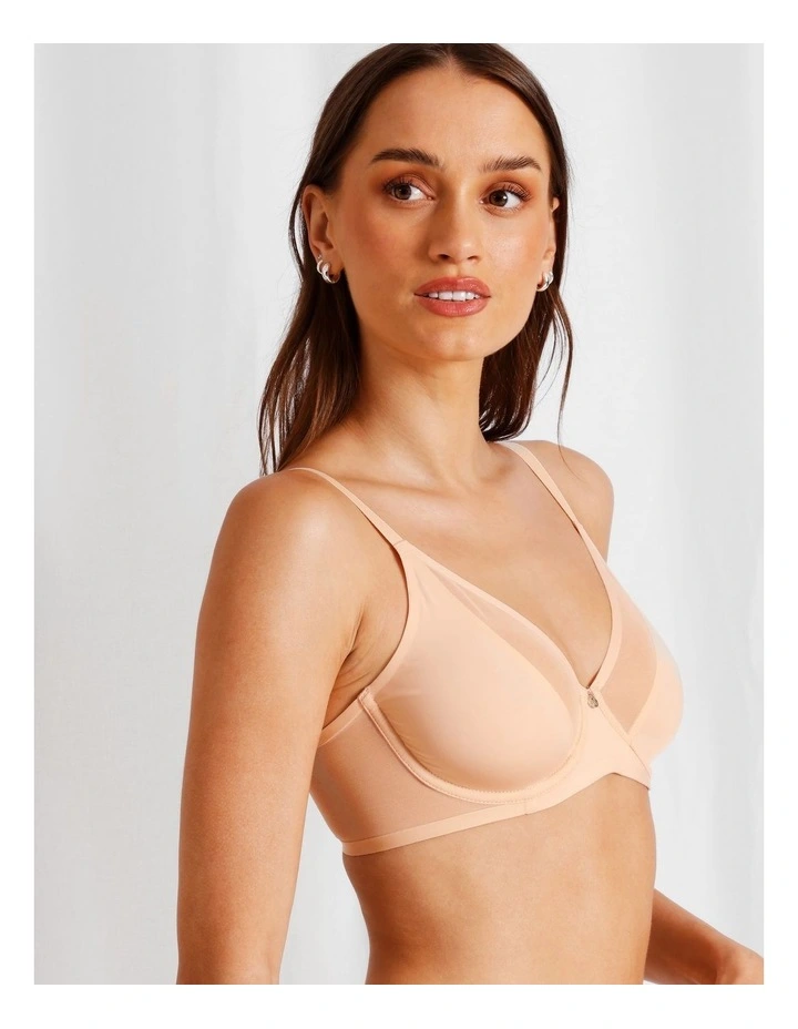 Soothe Sheer Padded Bra in Beige image 1