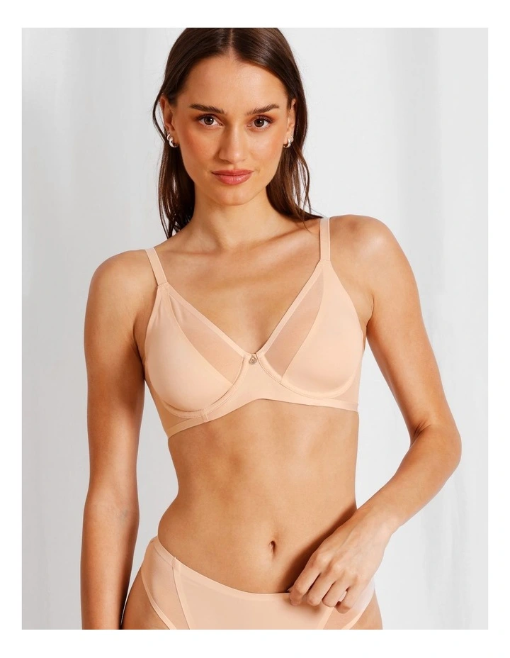 Soothe Sheer Padded Bra in Beige image 2