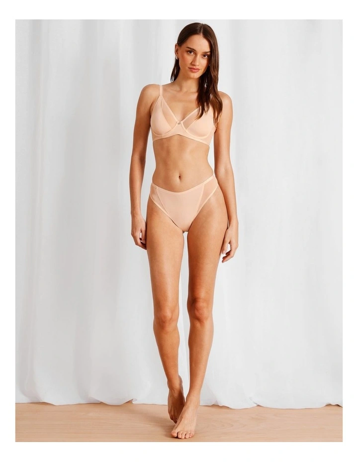 Soothe Sheer Padded Bra in Beige image 3