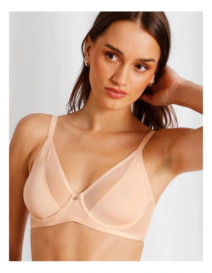 Soothe Sheer Padded Bra in Beige image 4