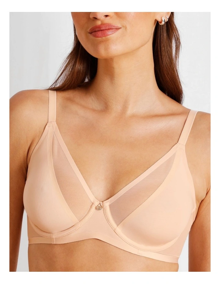 Soothe Sheer Padded Bra in Beige image 5