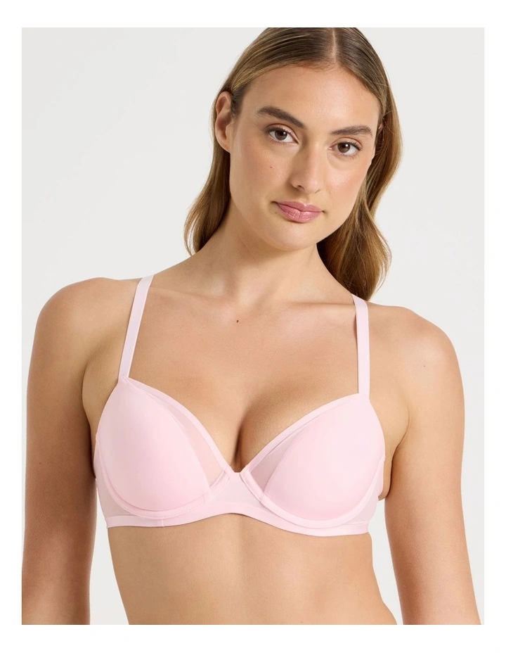 Soothe Sheer Padded Bra in Pink image 4
