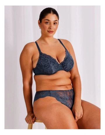 Empower D+ Lace Underwire Demi Bra in Indigo