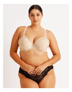 Empower D  Lace Underwire Demi Bra in Beige